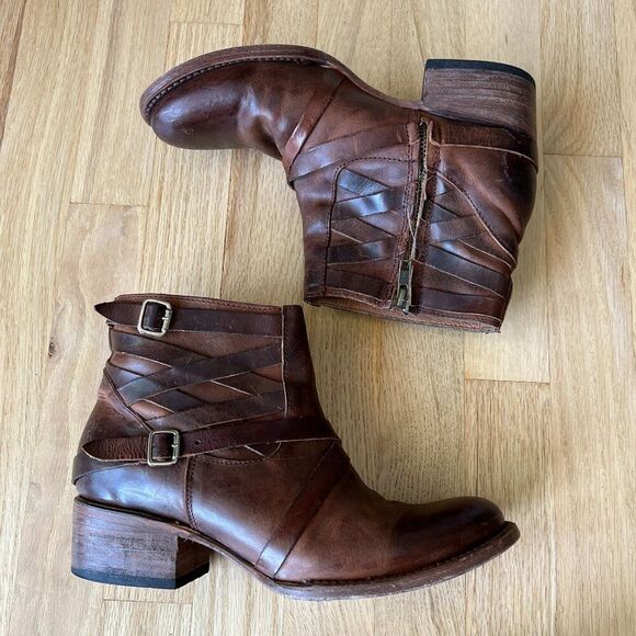 Freebird By Steven Sammi Brown Leather Ankle Boots Size 8 western‎ rodeo cowgirl - Picture 8 of 12